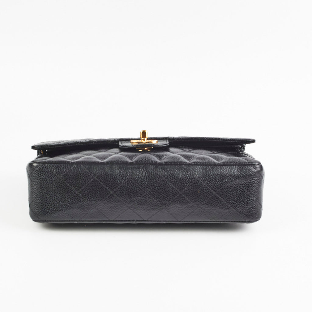 Chanel Caviar Medium/Large Double Classic Flap Black 24k Gold Plated Hardware