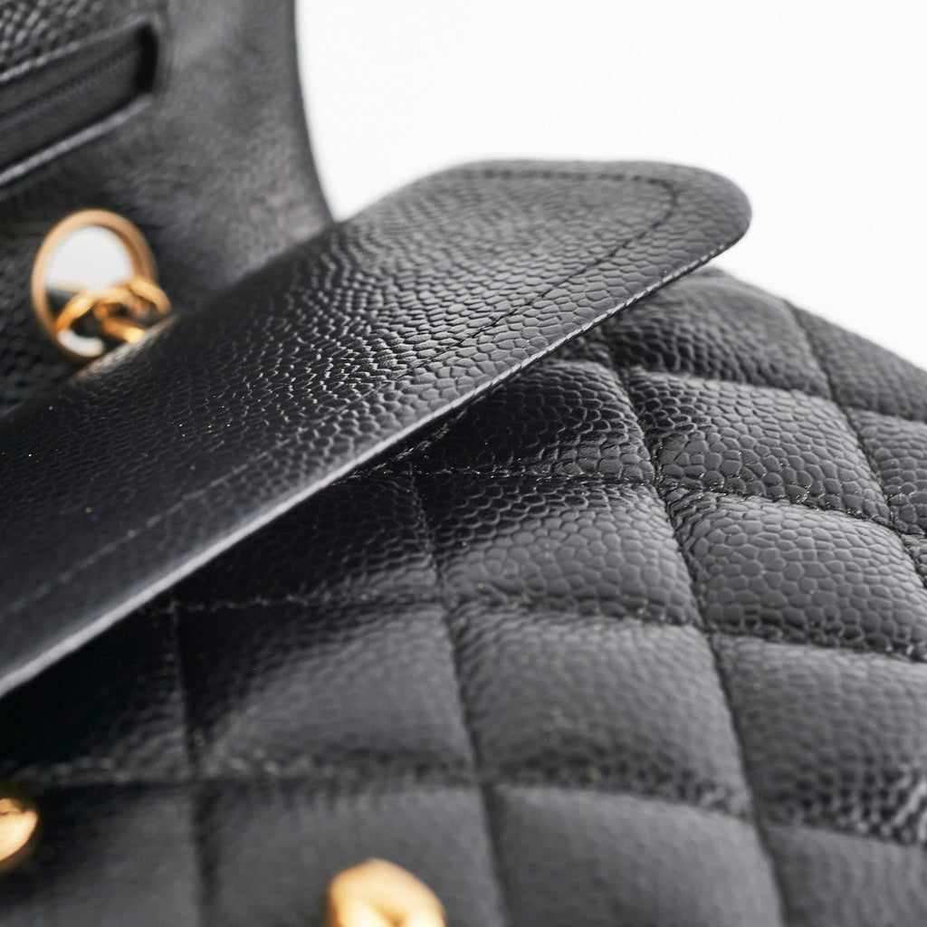 Chanel Caviar Medium/Large Double Classic Flap Black 24k Gold Plated Hardware