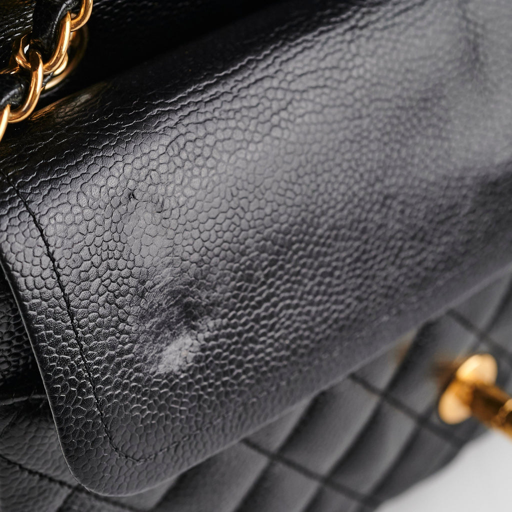 Chanel Caviar Medium/Large Double Classic Flap Black 24k Gold Plated Hardware