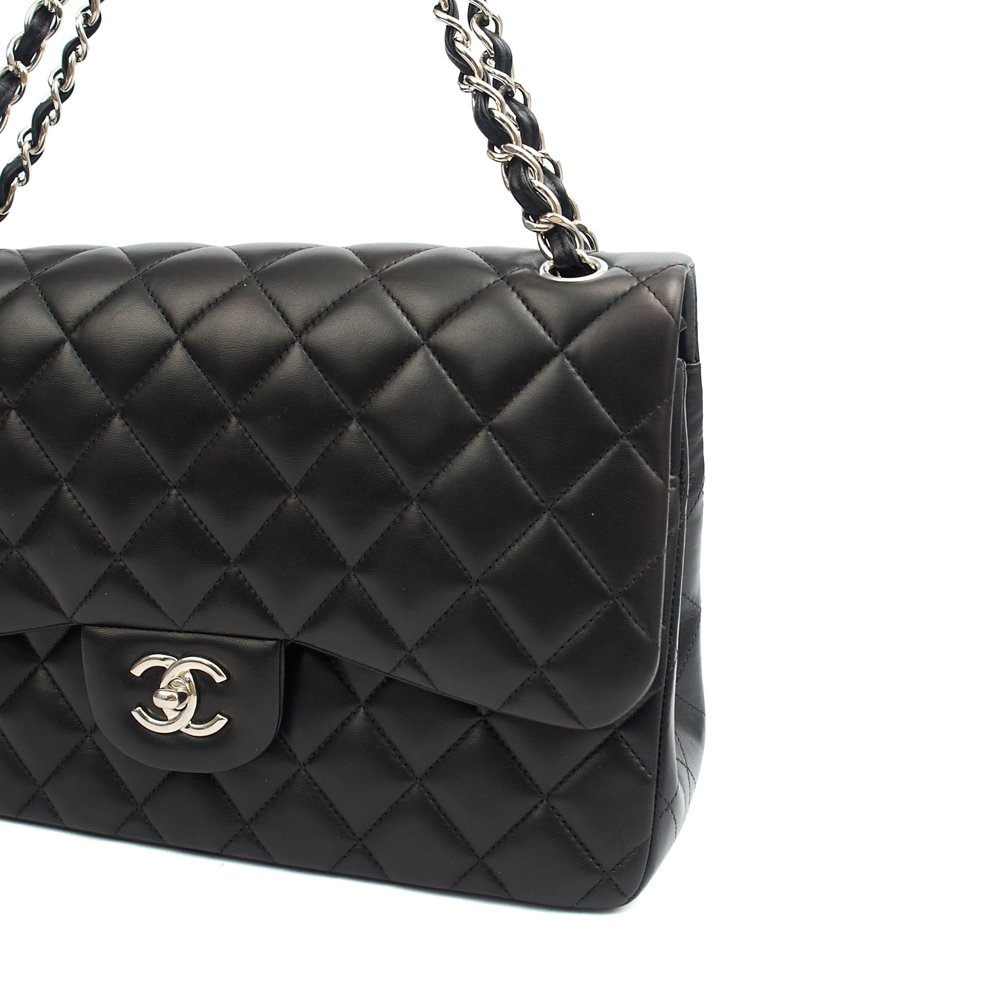 Chanel Shoulder Bag Classic Double Flap - Large in Black, Lambskin Leather