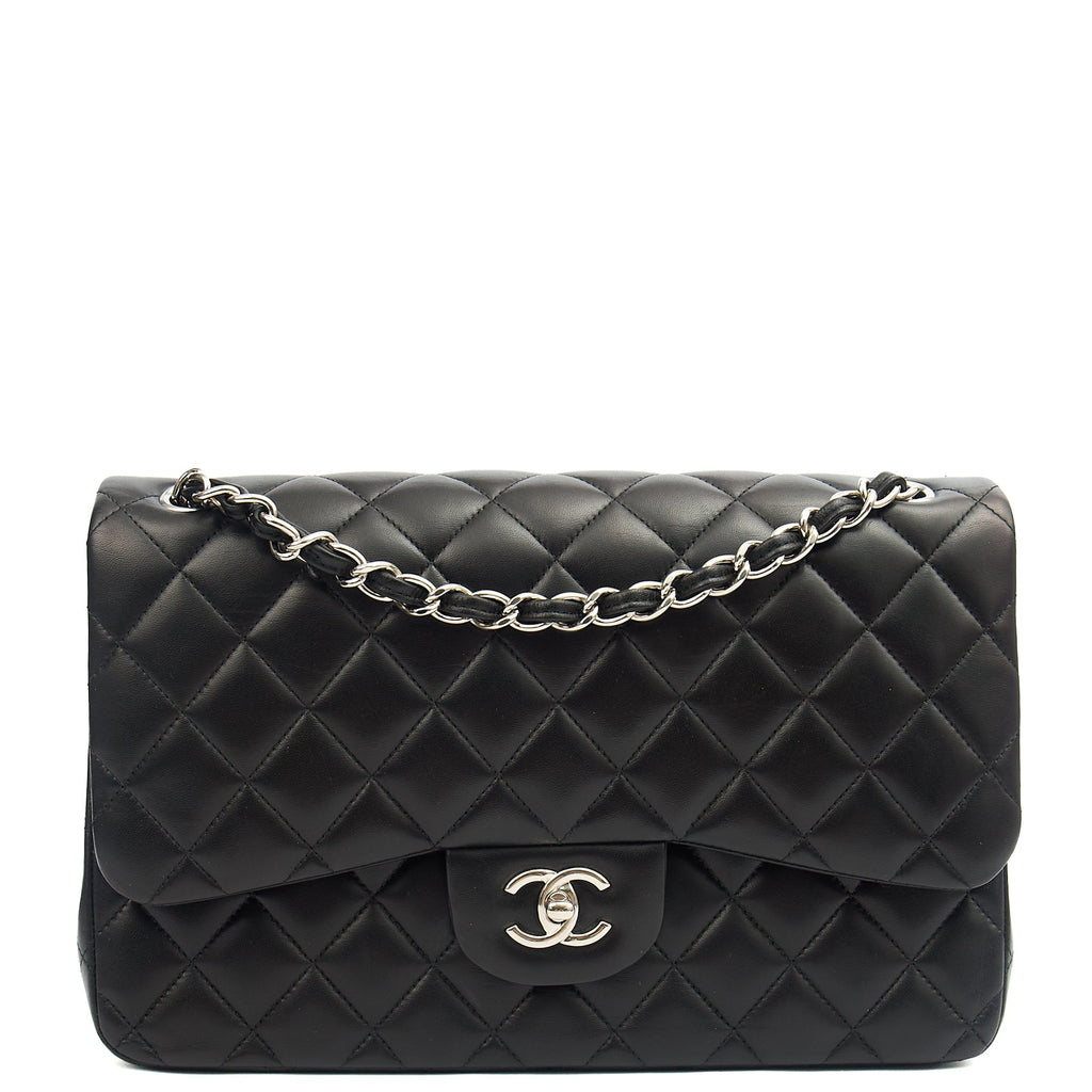 Chanel Shoulder Bag Classic Double Flap - Large in Black, Lambskin Leather