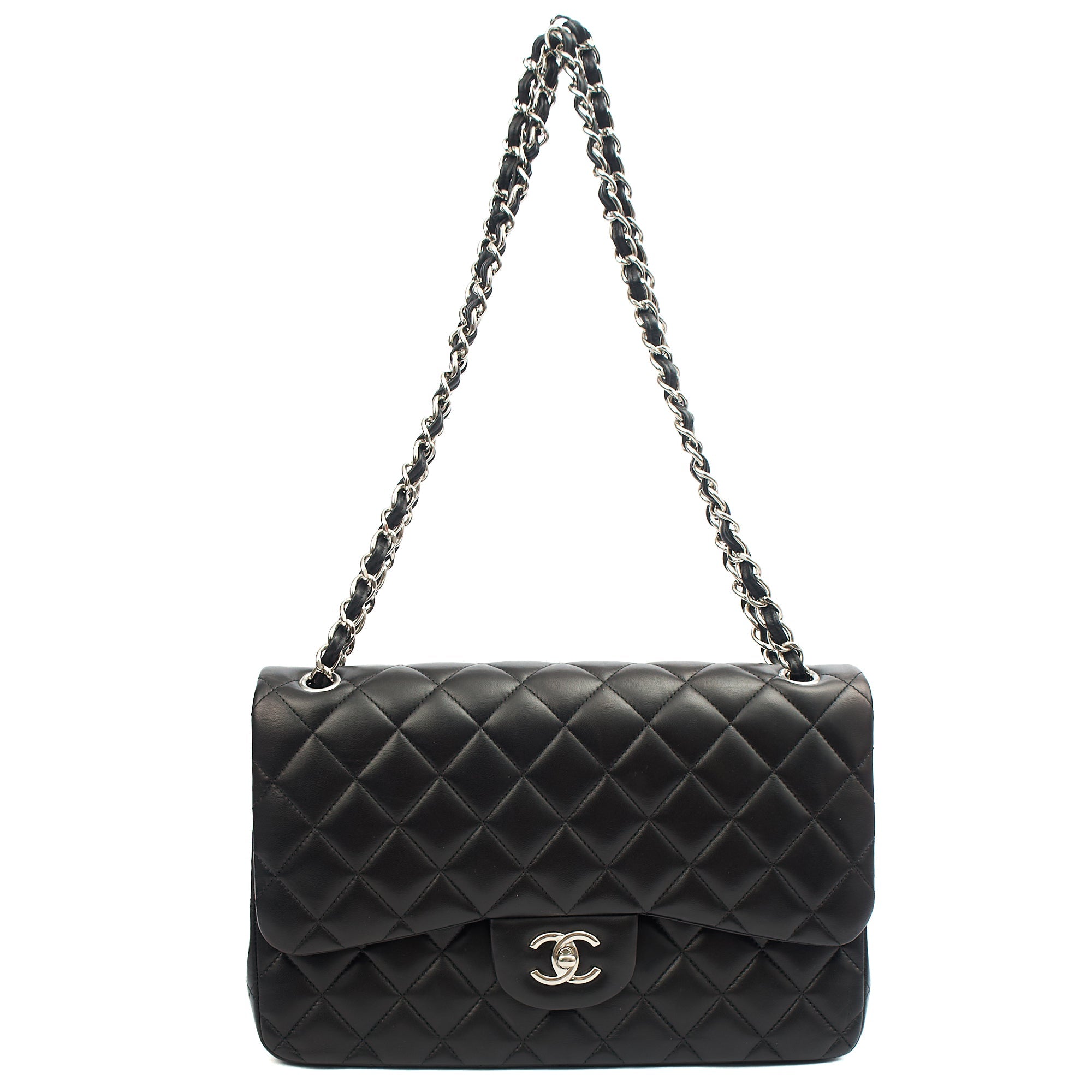 Chanel Shoulder Bag Classic Double Flap - Large in Black, Lambskin Leather