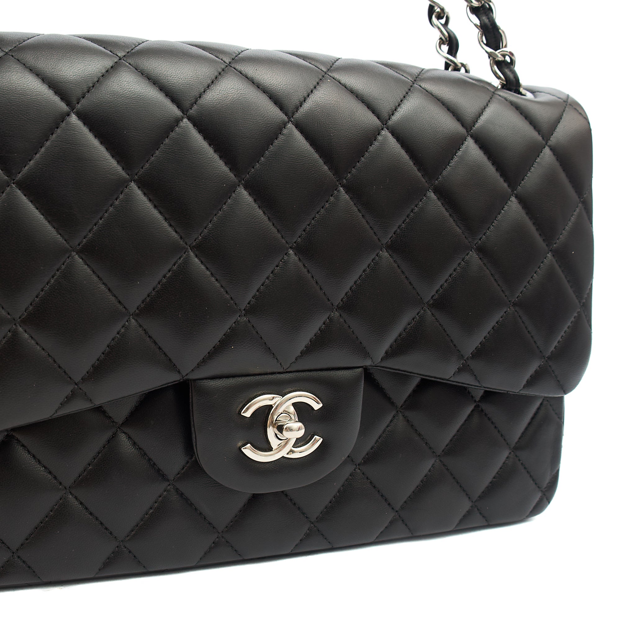 Chanel Shoulder Bag Classic Double Flap - Large in Black, Lambskin Leather