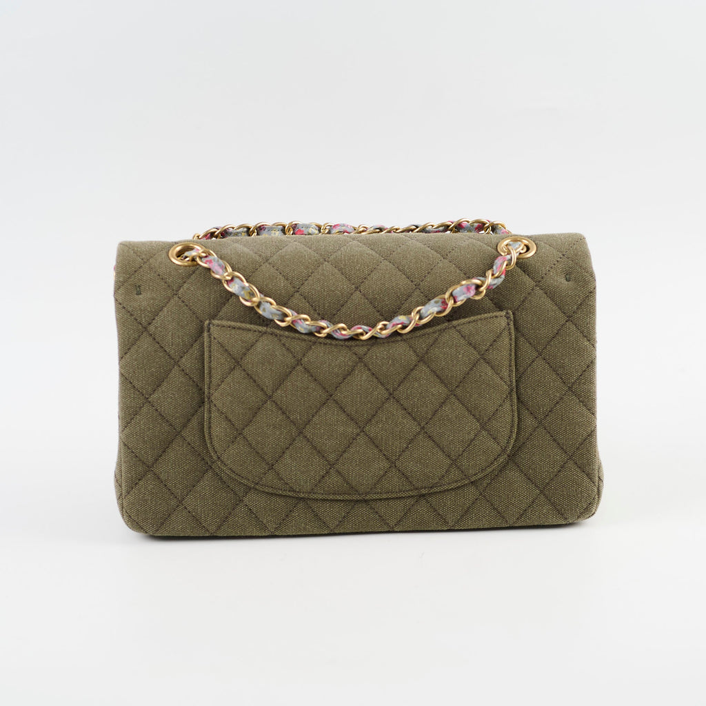Chanel Medium M/L Classic Flap Khaki Denim