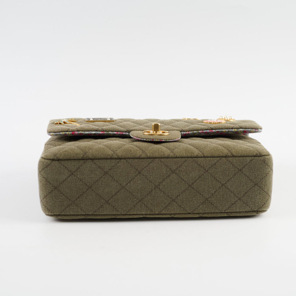 Chanel Medium M/L Classic Flap Khaki Denim