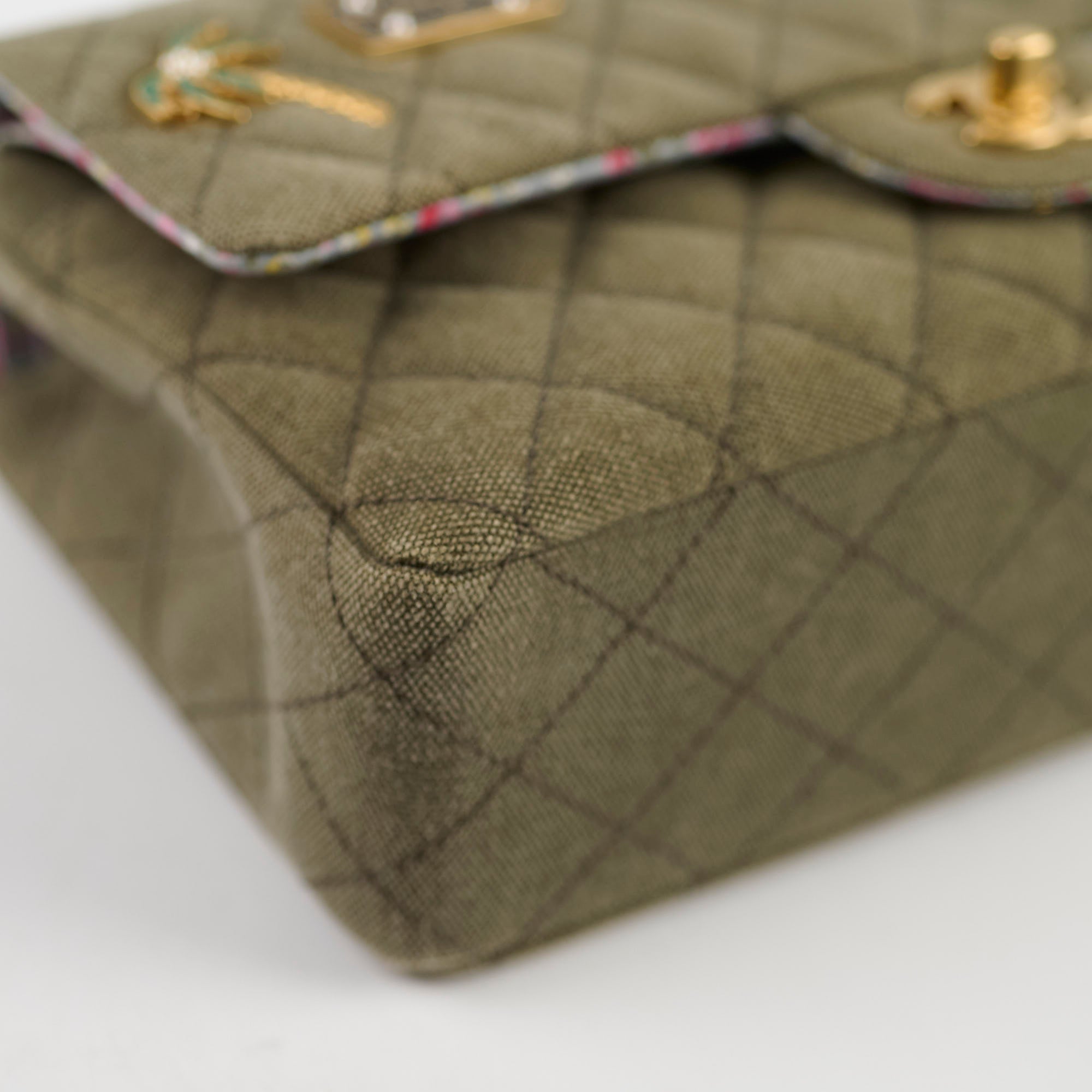 Chanel Medium M/L Classic Flap Khaki Denim