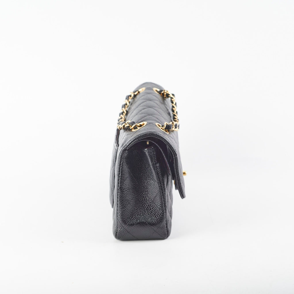 Chanel Small Classic Flap Caviar Black - Microchipped