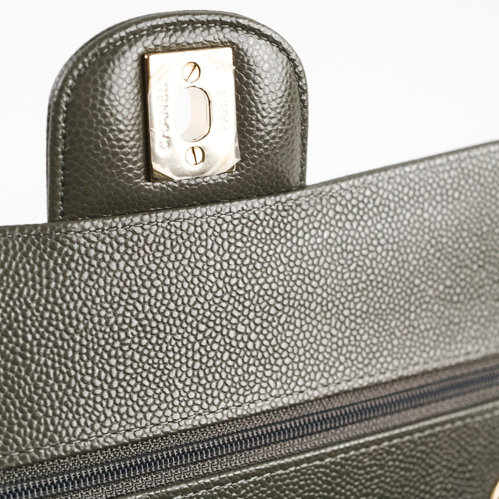 Chanel 20B Caviar Chevron Small Classic Flap Grey Series 30