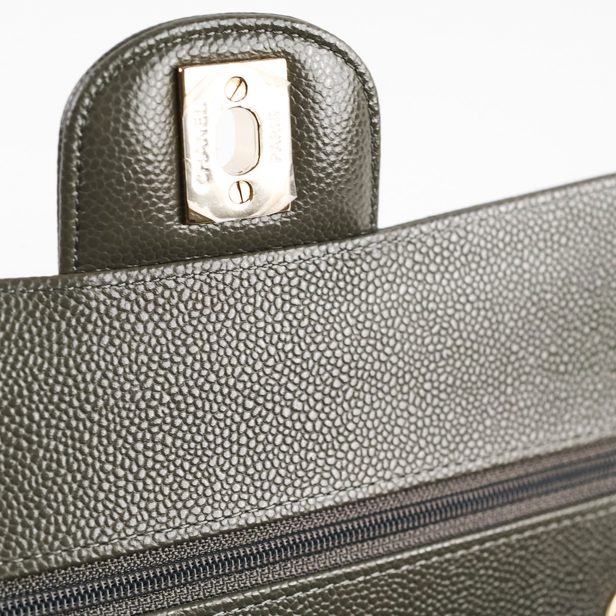 Chanel 20B Caviar Chevron Small Classic Flap Grey Series 30