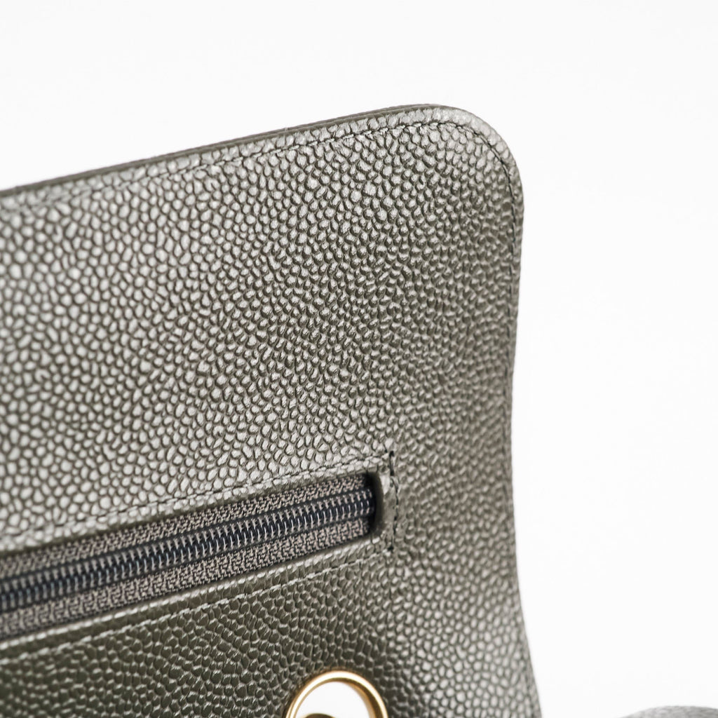 Chanel 20B Caviar Chevron Small Classic Flap Grey Series 30