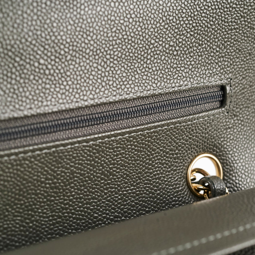 Chanel 20B Caviar Chevron Small Classic Flap Grey Series 30