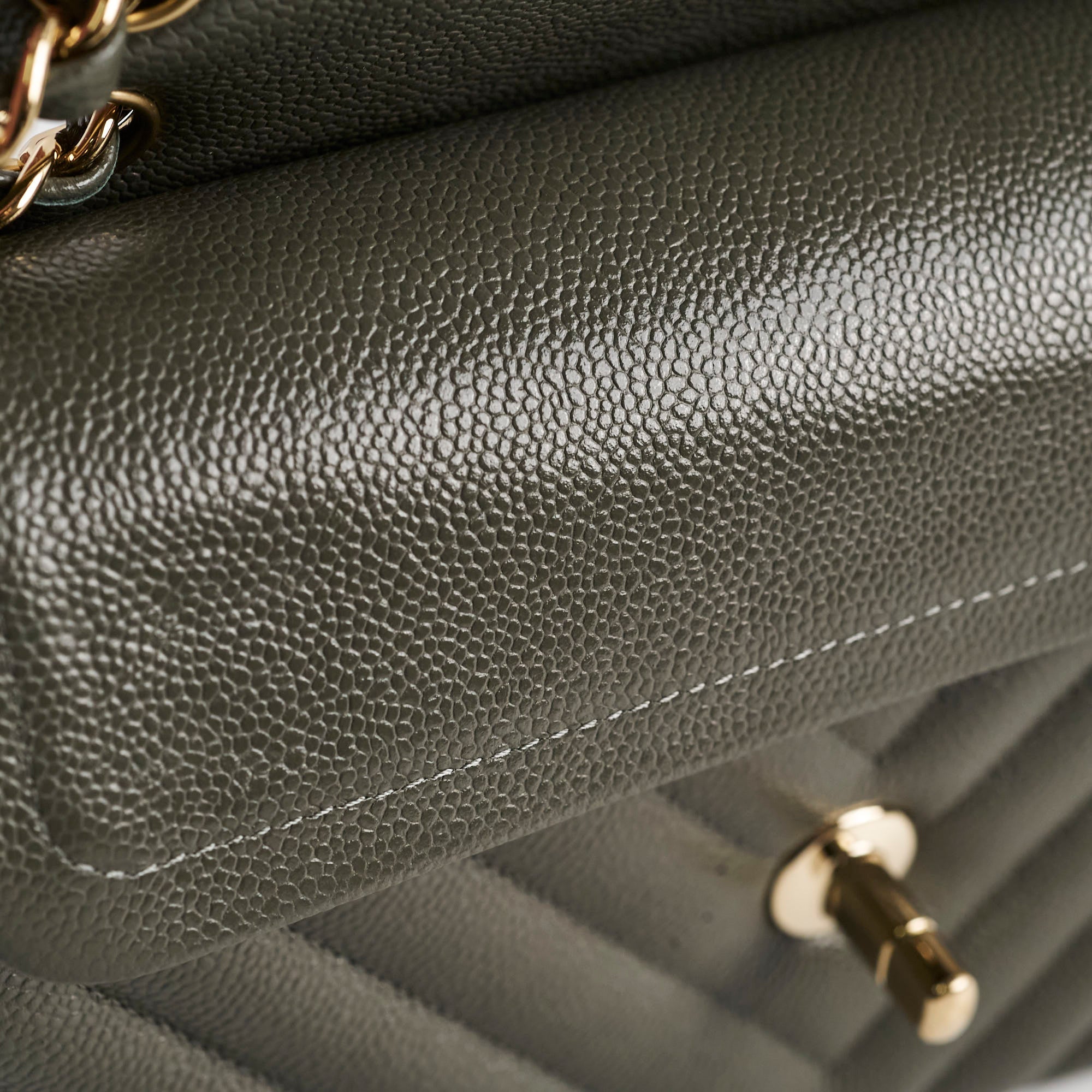 Chanel 20B Caviar Chevron Small Classic Flap Grey Series 30