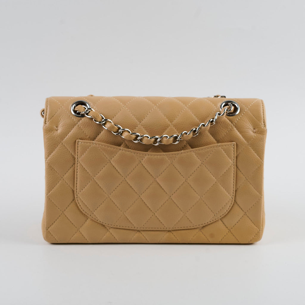 Chanel Small Caviar Double Classic Flap Beige Clair