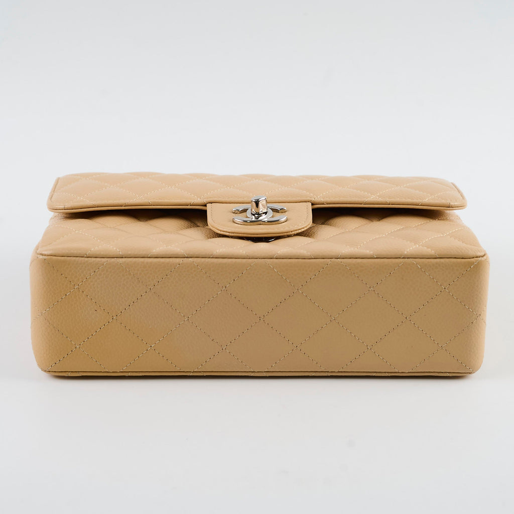 Chanel Small Caviar Double Classic Flap Beige Clair