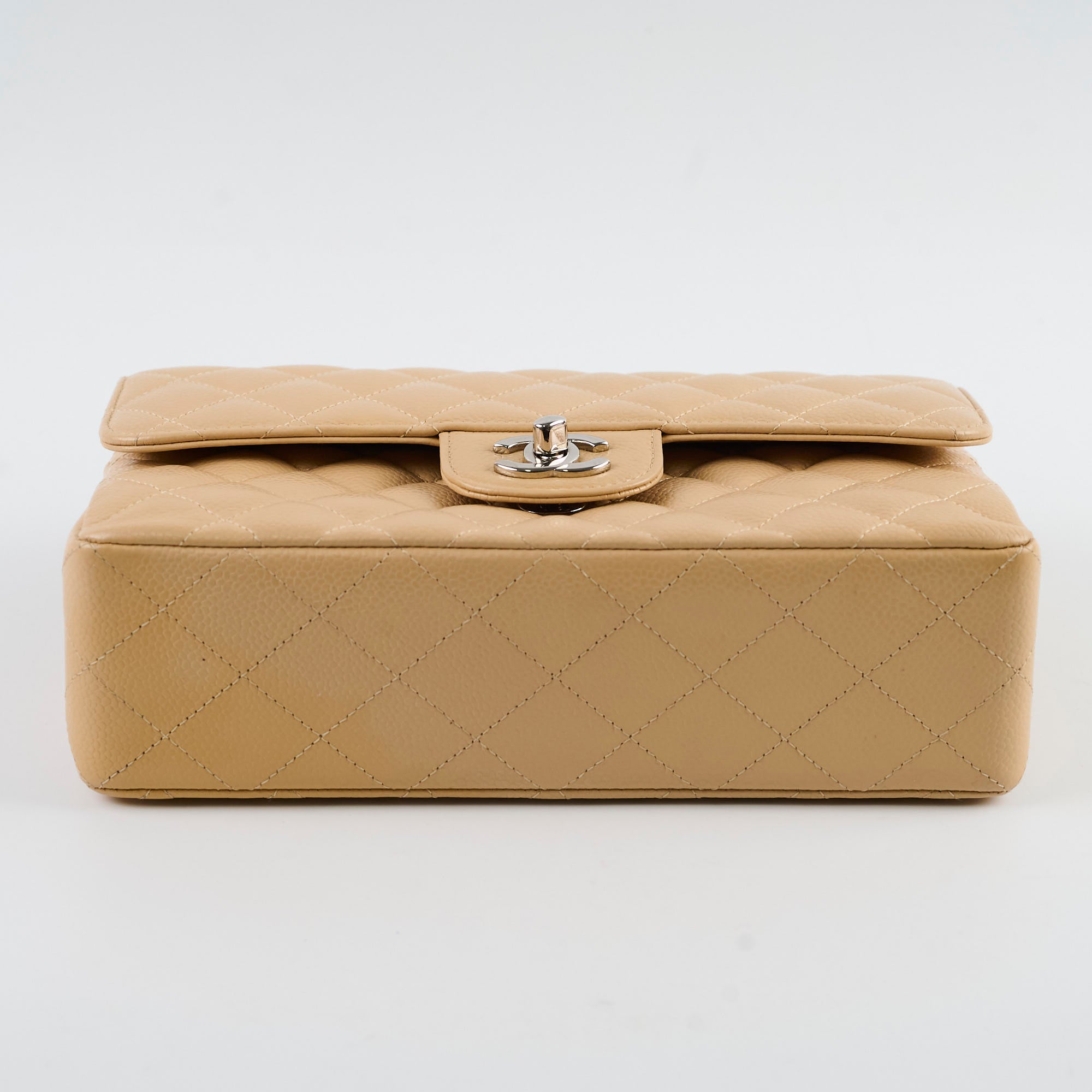 Chanel Small Caviar Double Classic Flap Beige Clair