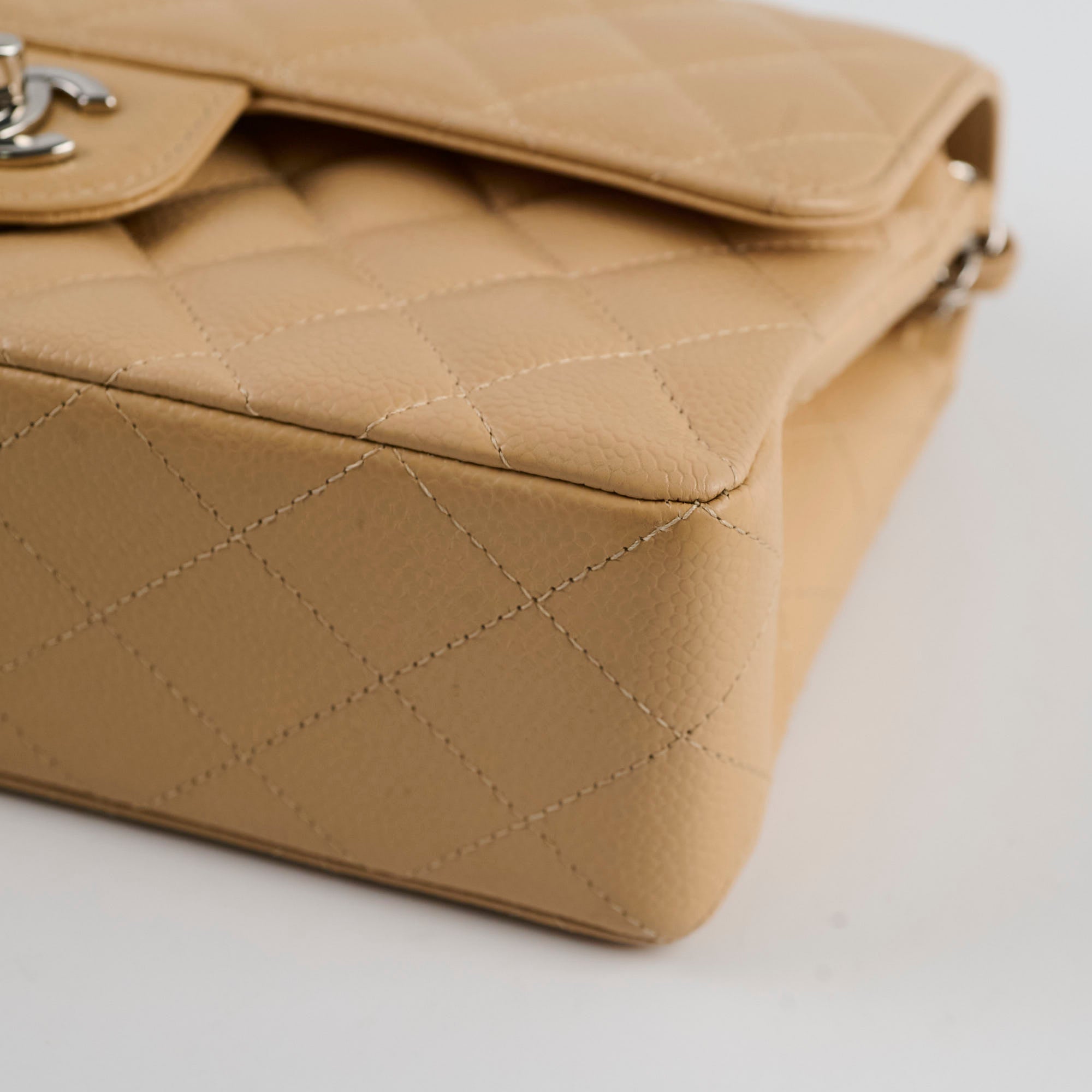 Chanel Small Caviar Double Classic Flap Beige Clair