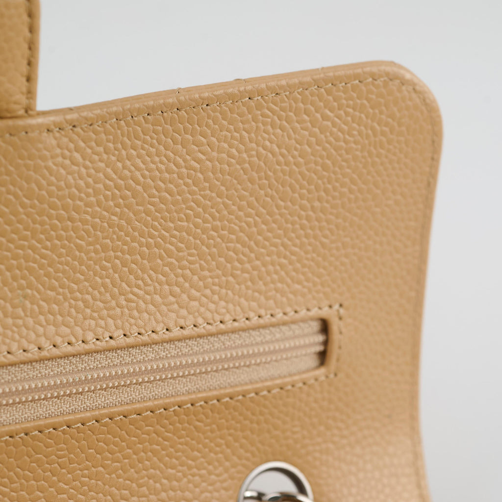 Chanel Small Caviar Double Classic Flap Beige Clair