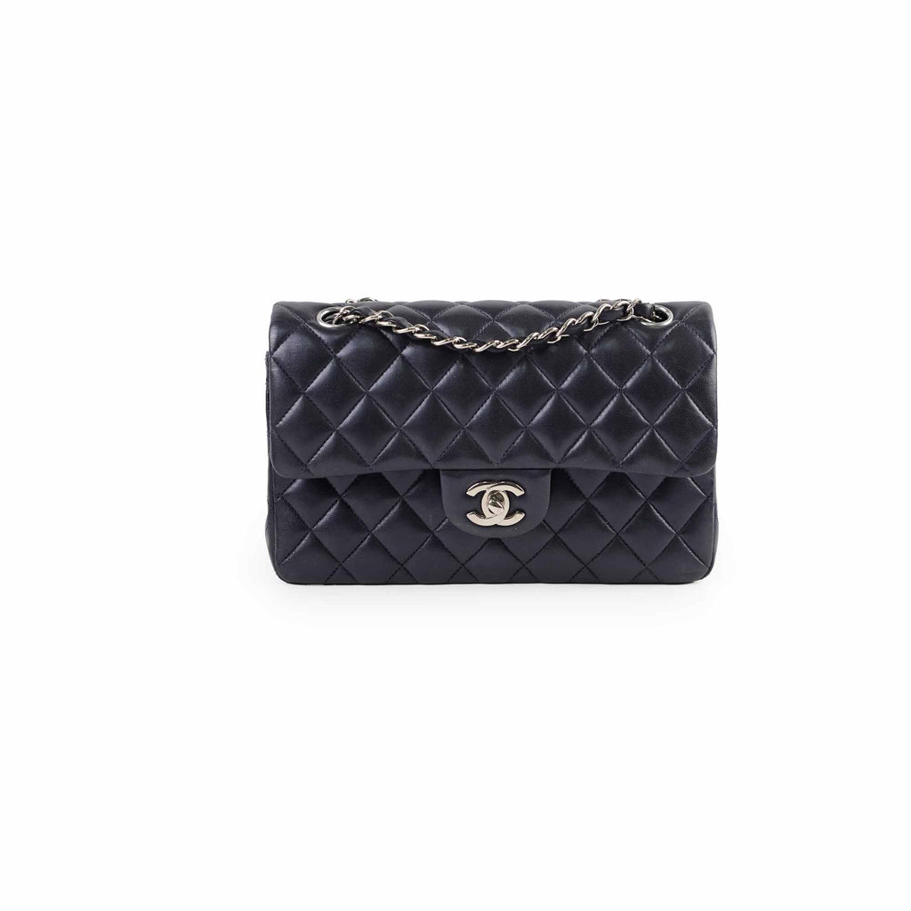 Chanel Small Lambskin Classic Flap Mettalic Navy Series 24