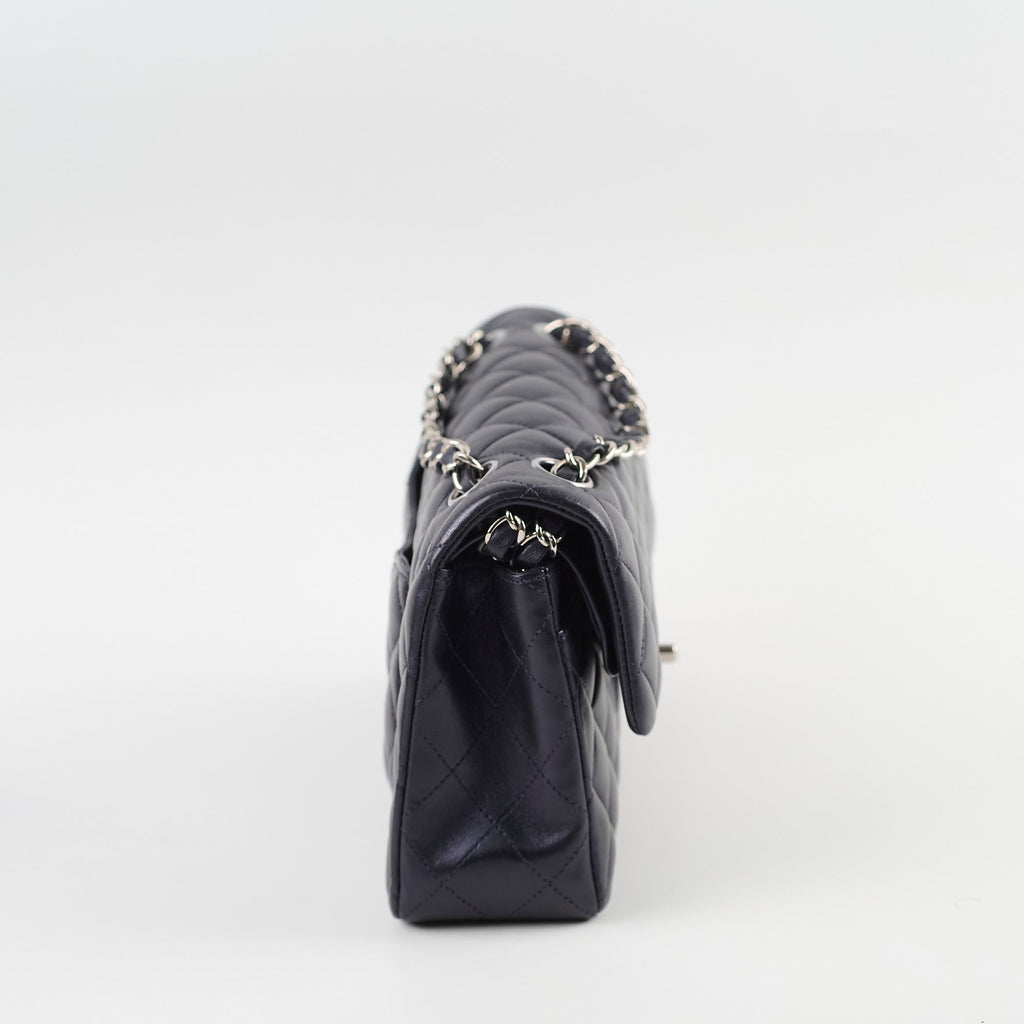 Chanel Small Lambskin Classic Flap Mettalic Navy Series 24