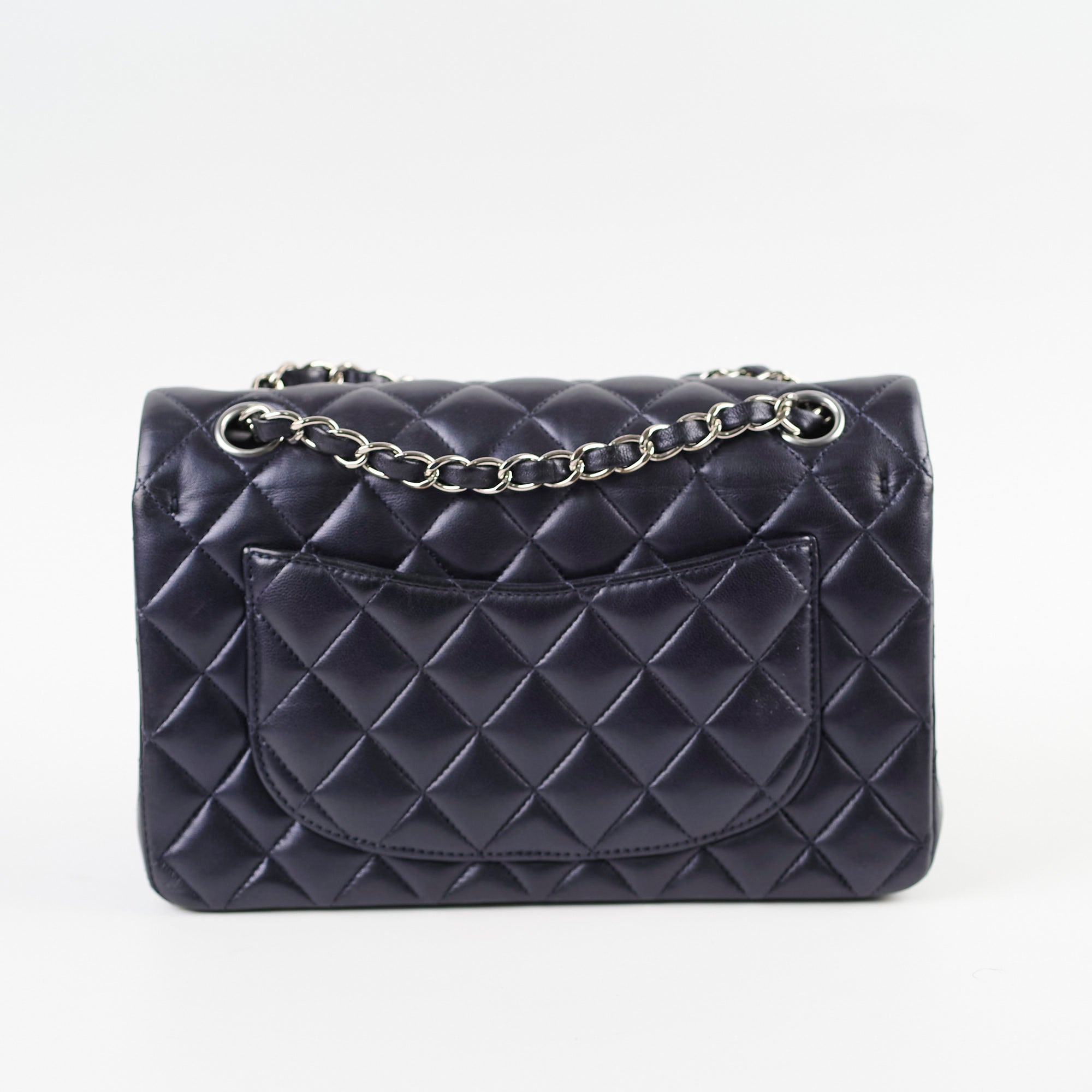 Chanel Small Lambskin Classic Flap Mettalic Navy Series 24