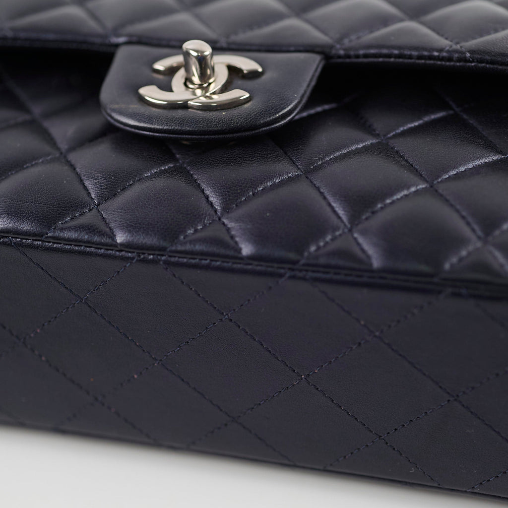 Chanel Small Lambskin Classic Flap Mettalic Navy Series 24