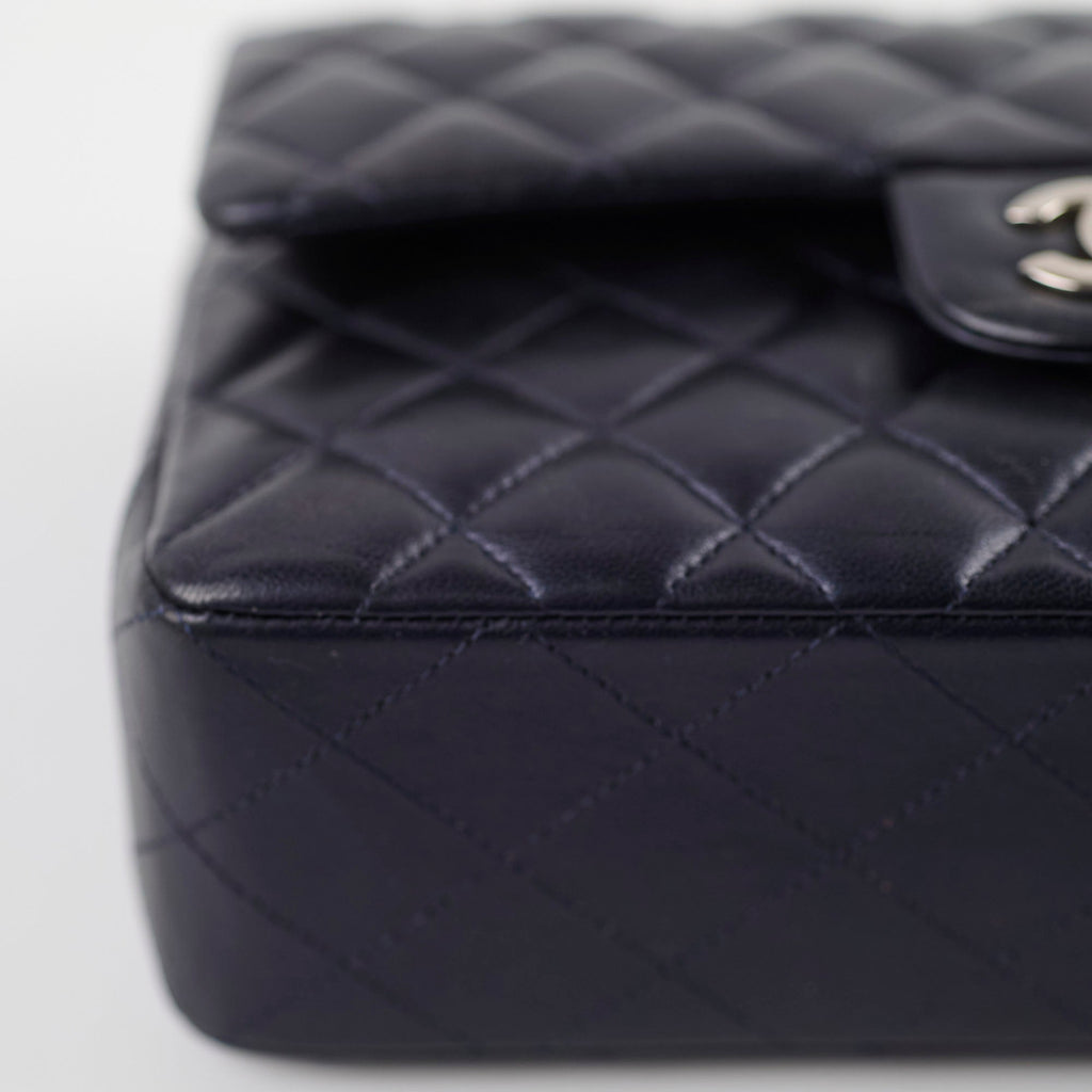 Chanel Small Lambskin Classic Flap Mettalic Navy Series 24