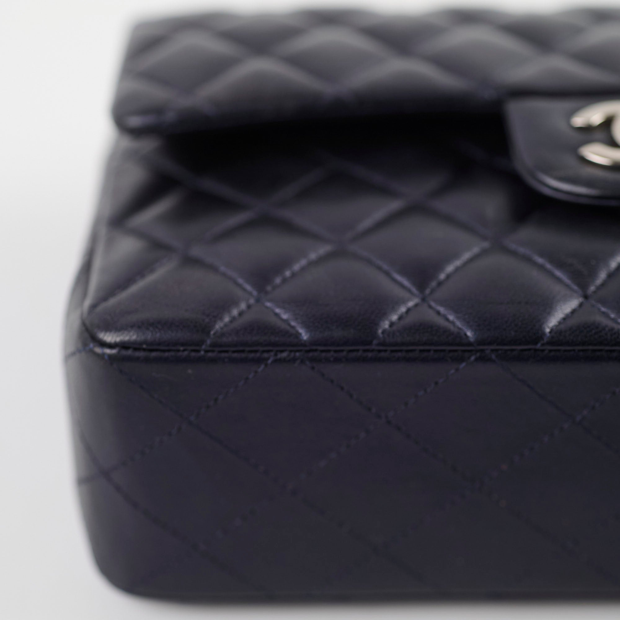 Chanel Small Lambskin Classic Flap Mettalic Navy Series 24