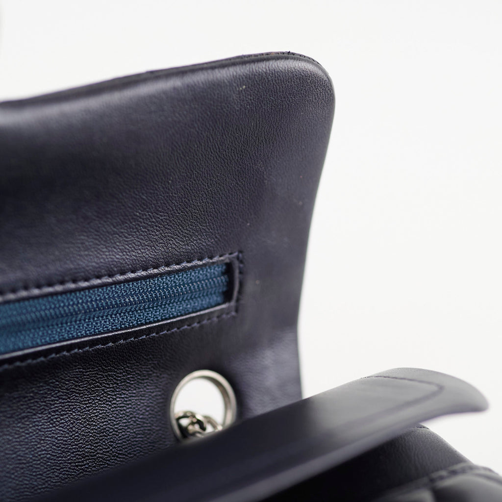 Chanel Small Lambskin Classic Flap Mettalic Navy Series 24