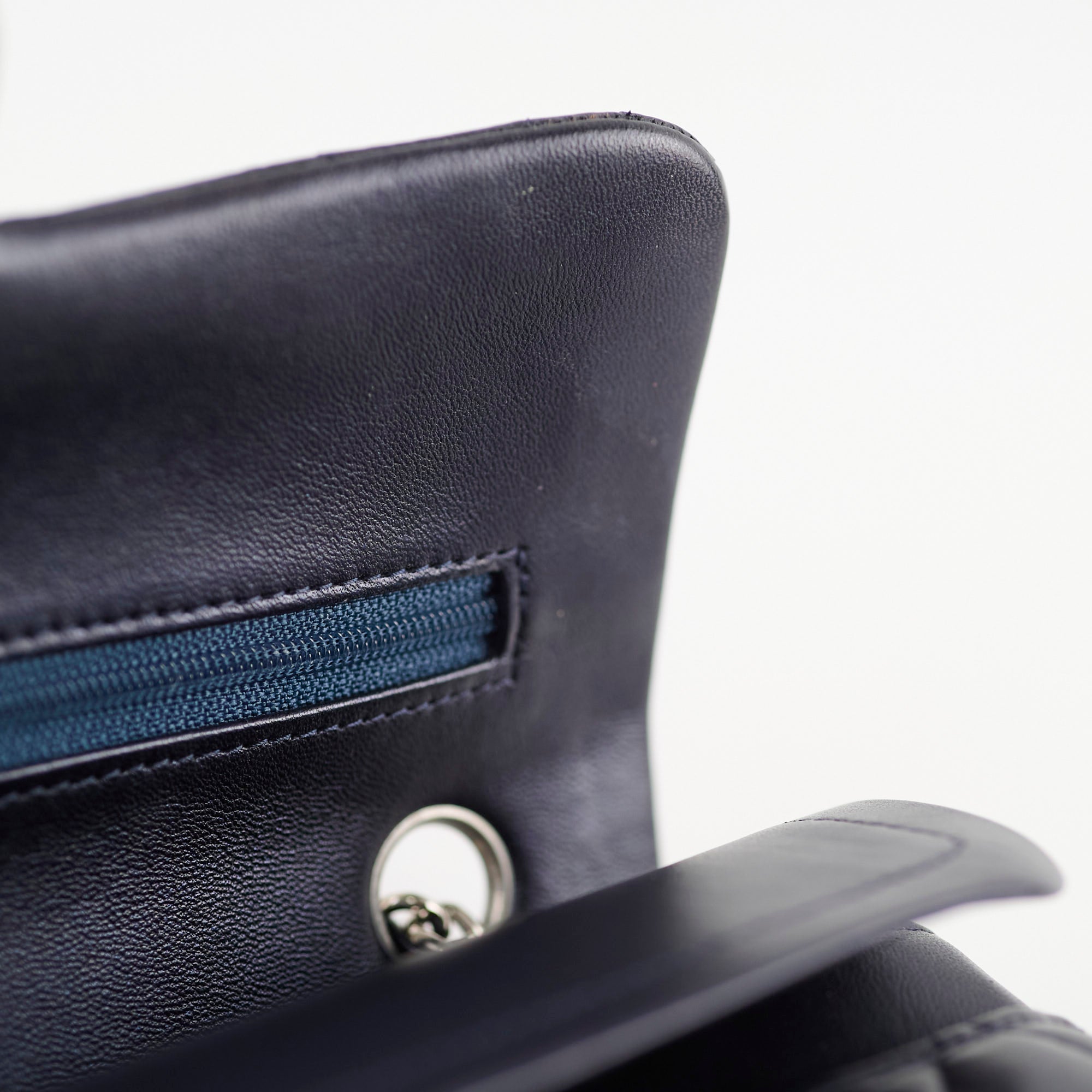 Chanel Small Lambskin Classic Flap Mettalic Navy Series 24