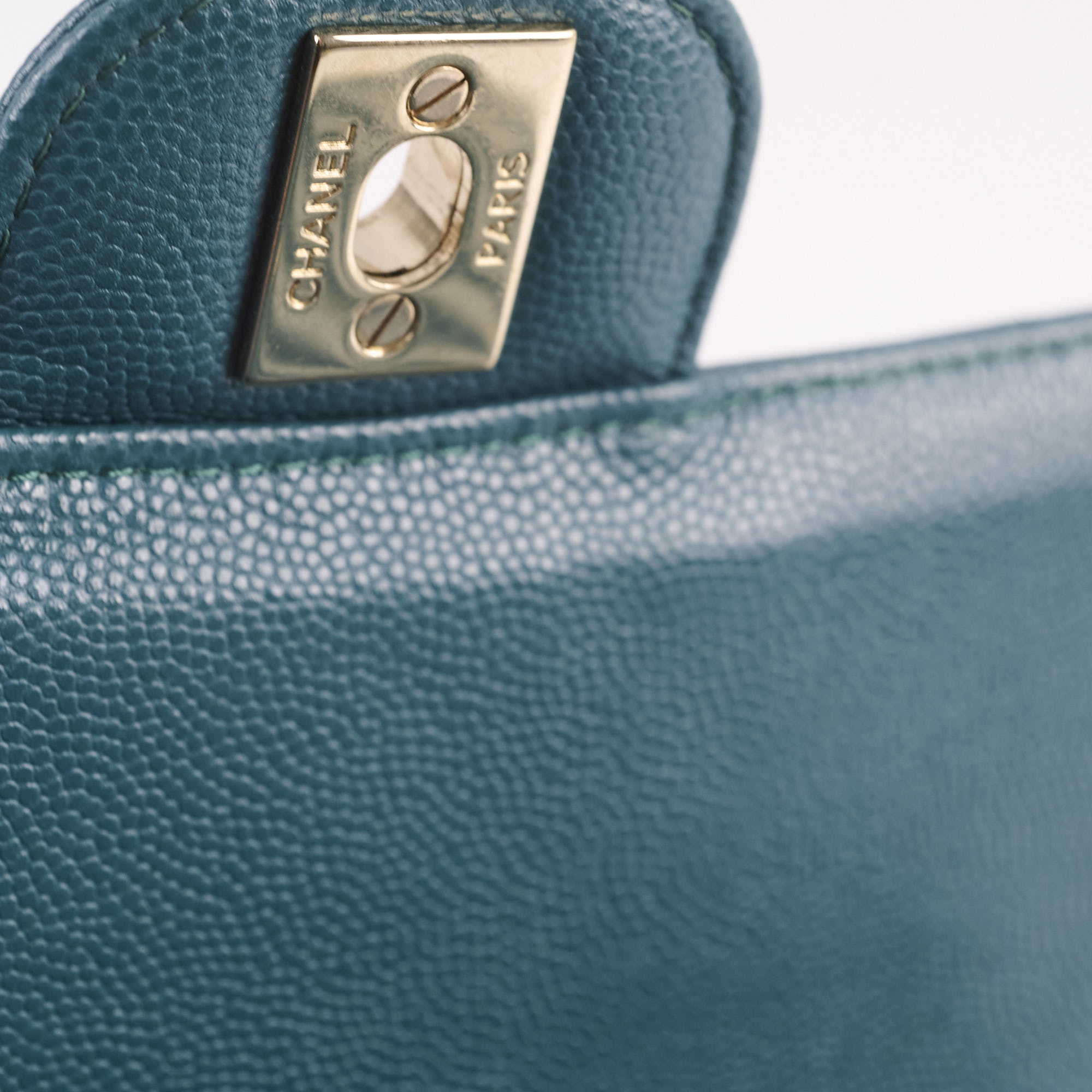 Chanel Chevron Caviar Rectangular Mini Turquoise