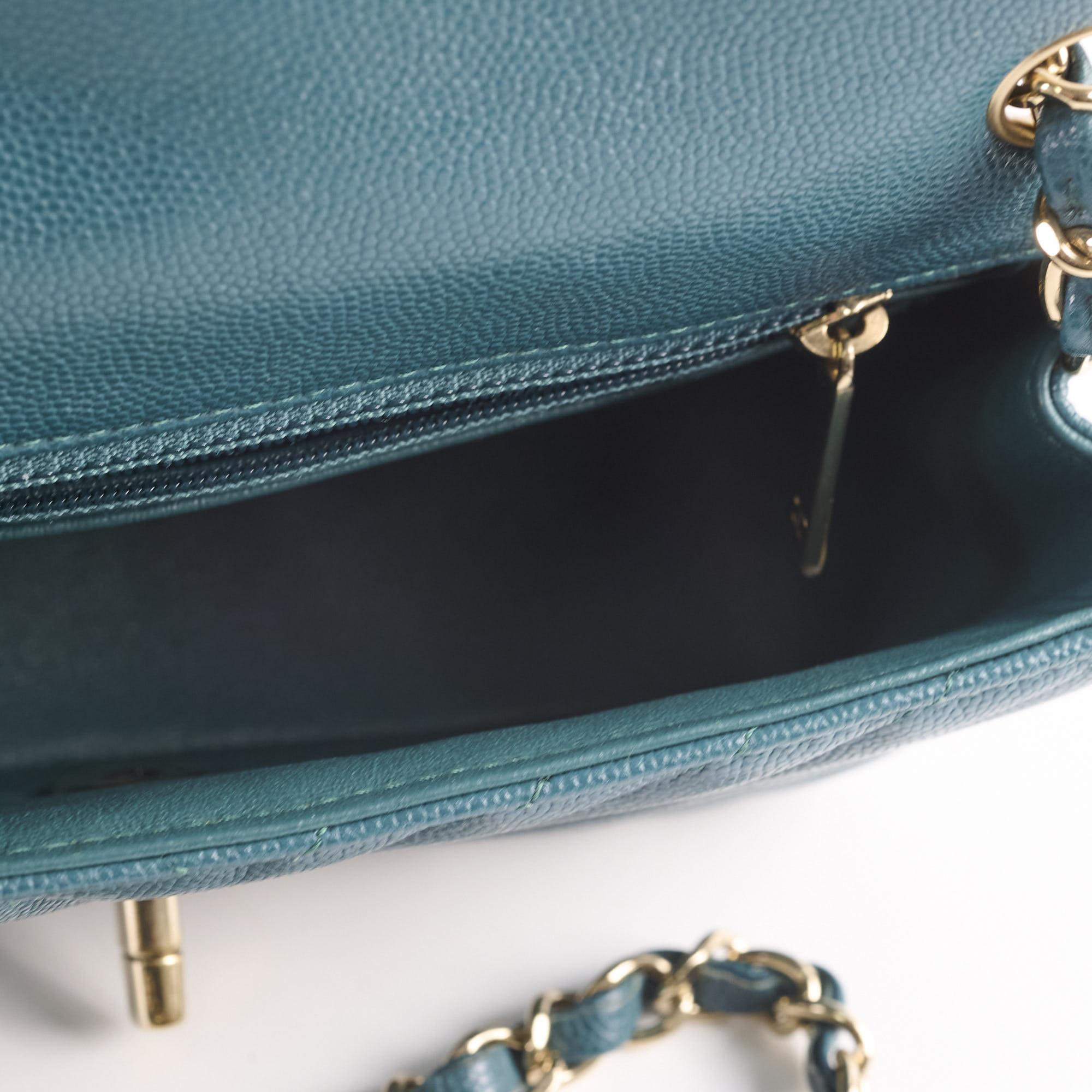 Chanel Chevron Caviar Rectangular Mini Turquoise