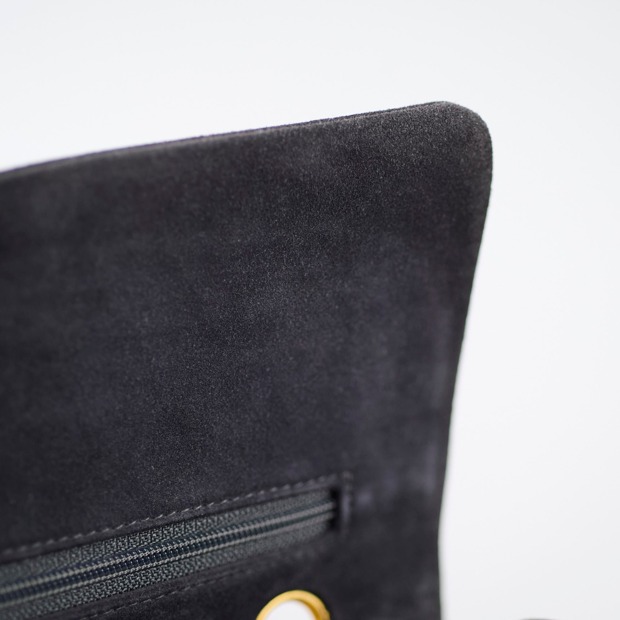 Chanel Vintage Chevron Suede Medium Black Classic Flap