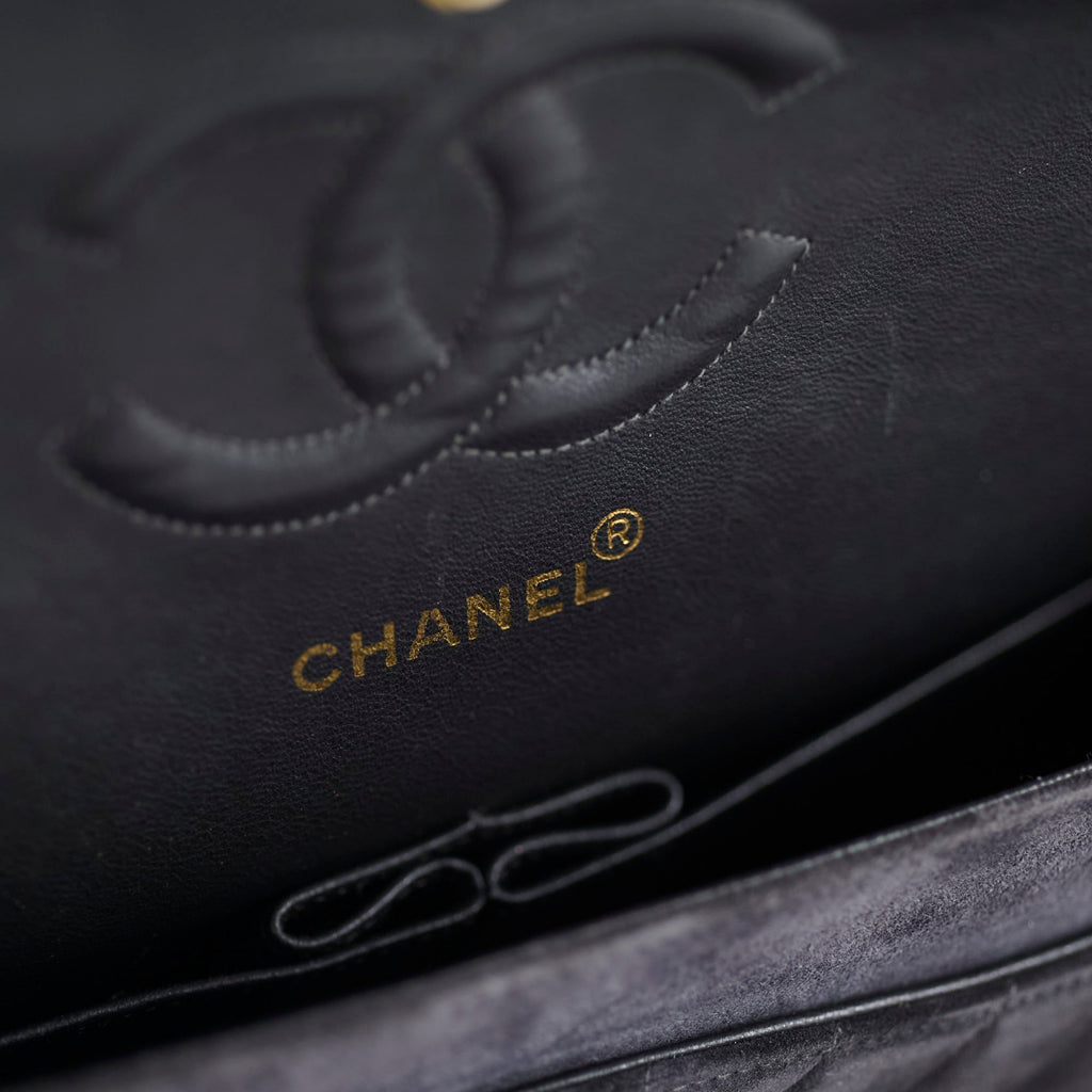 Chanel Vintage Chevron Suede Medium Black Classic Flap
