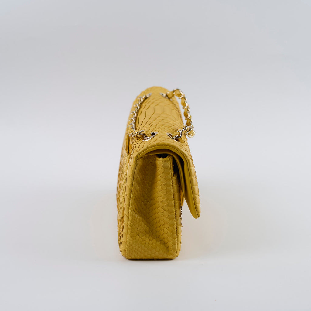 Chanel Python Medium M/L Classic Flap Yellow Series 22