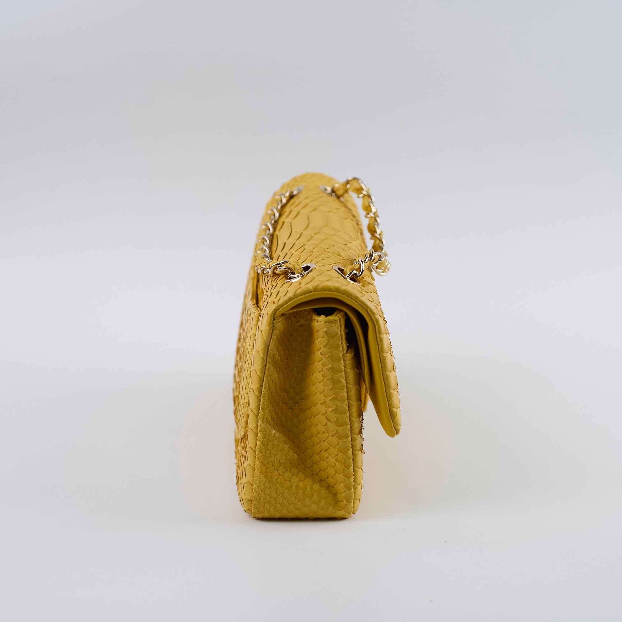 Chanel Python Medium M/L Classic Flap Yellow Series 22
