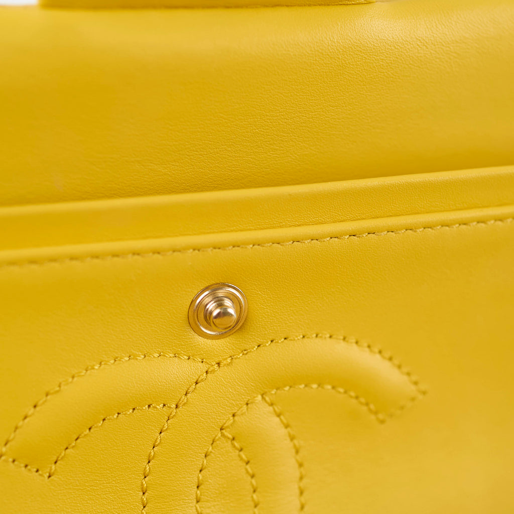 Chanel Python Medium M/L Classic Flap Yellow Series 22