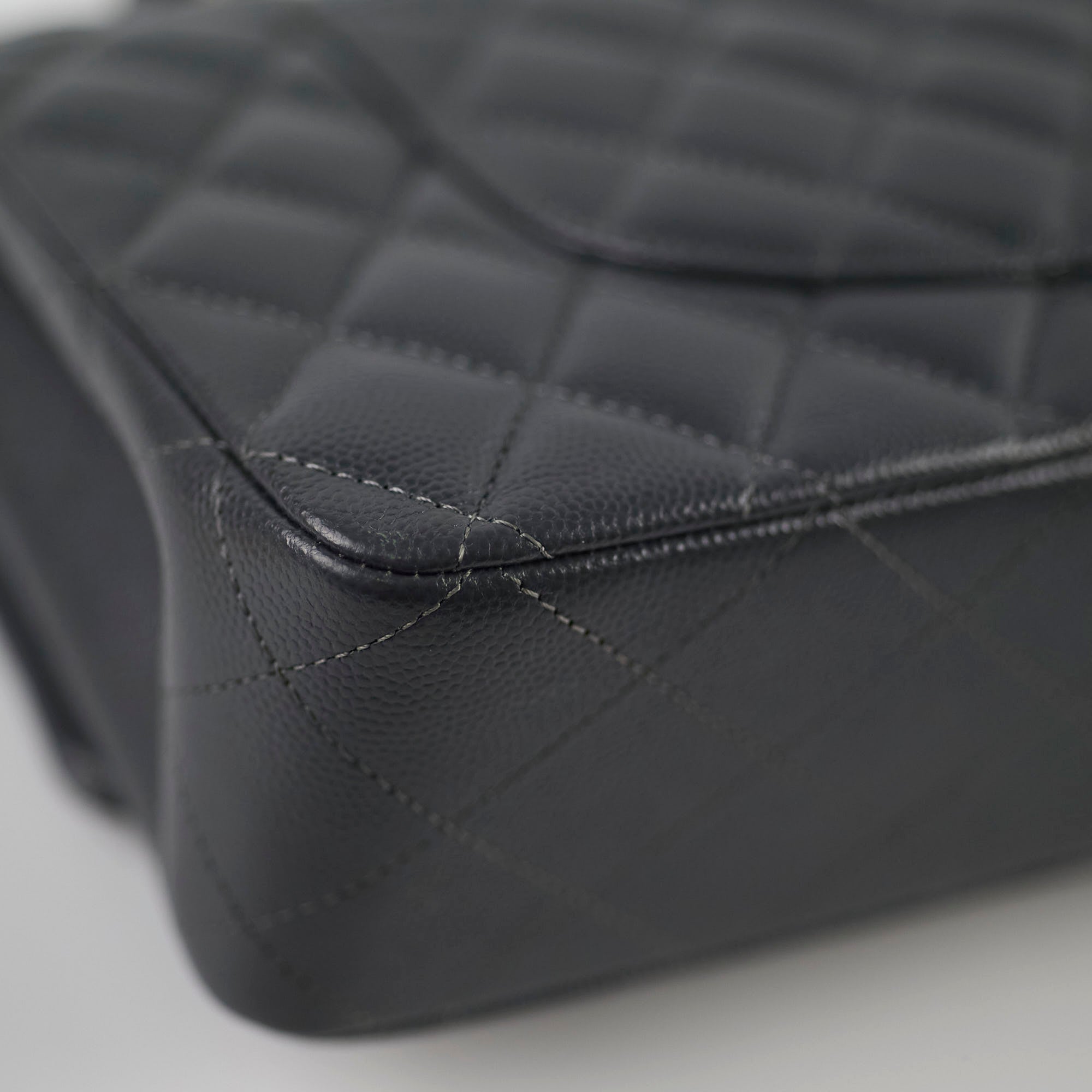 Chanel Medium/Large Caviar Double Classic Flap Dark Grey Microchip