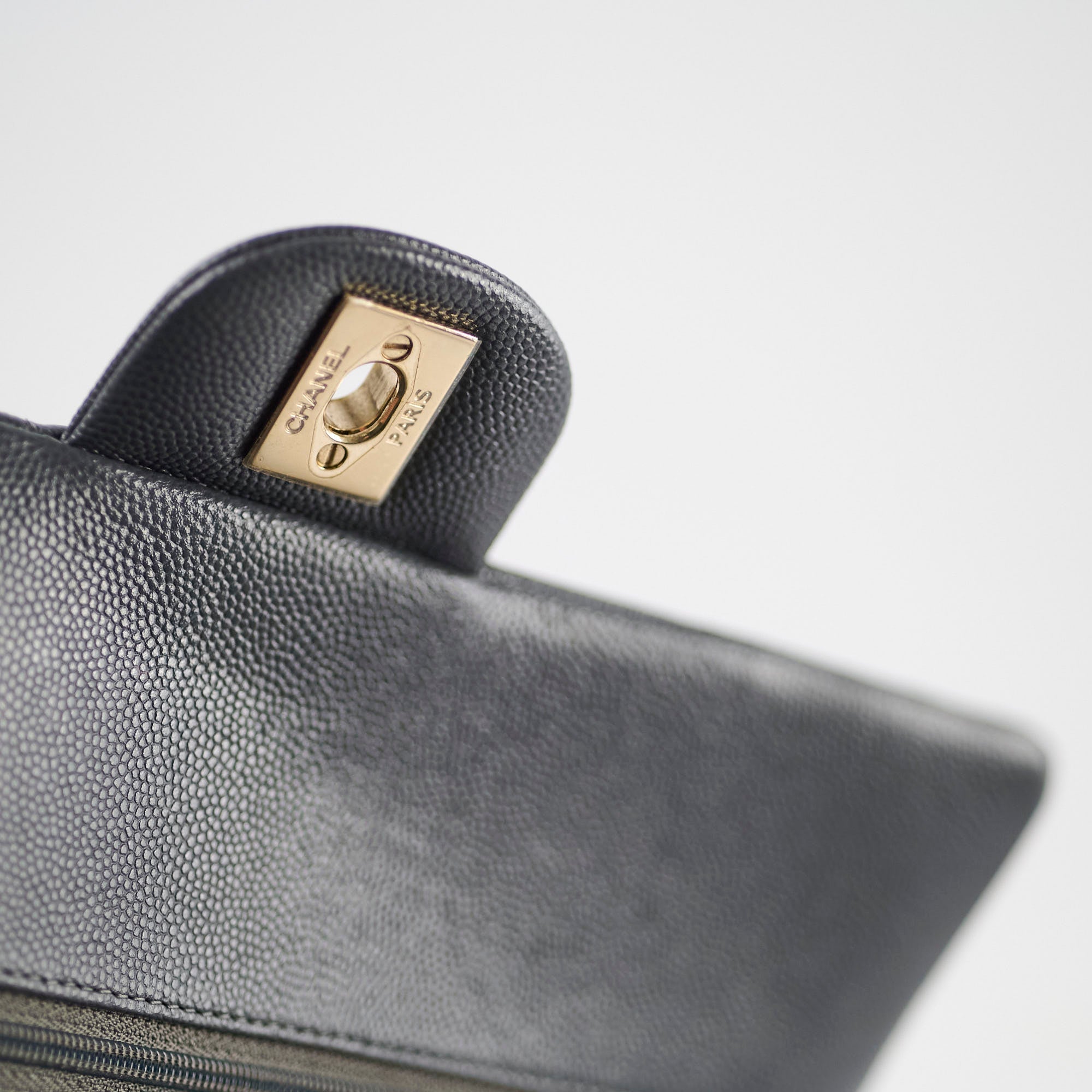 Chanel Medium/Large Caviar Double Classic Flap Dark Grey Microchip
