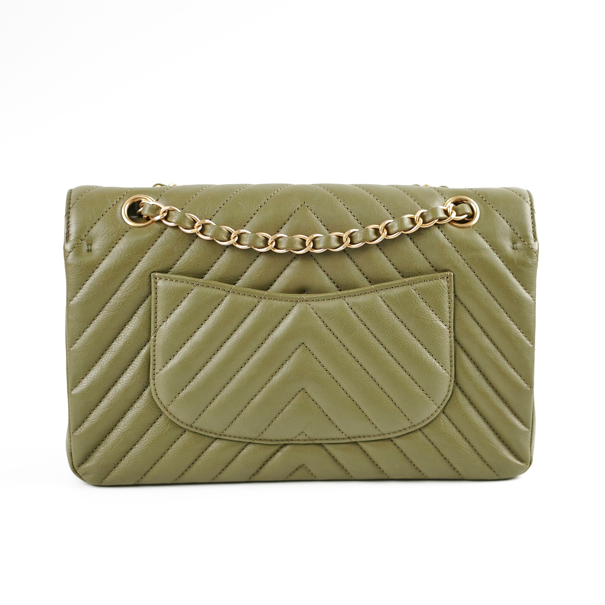 Chanel Cuba Chevron M/L Classic Flap Khaki