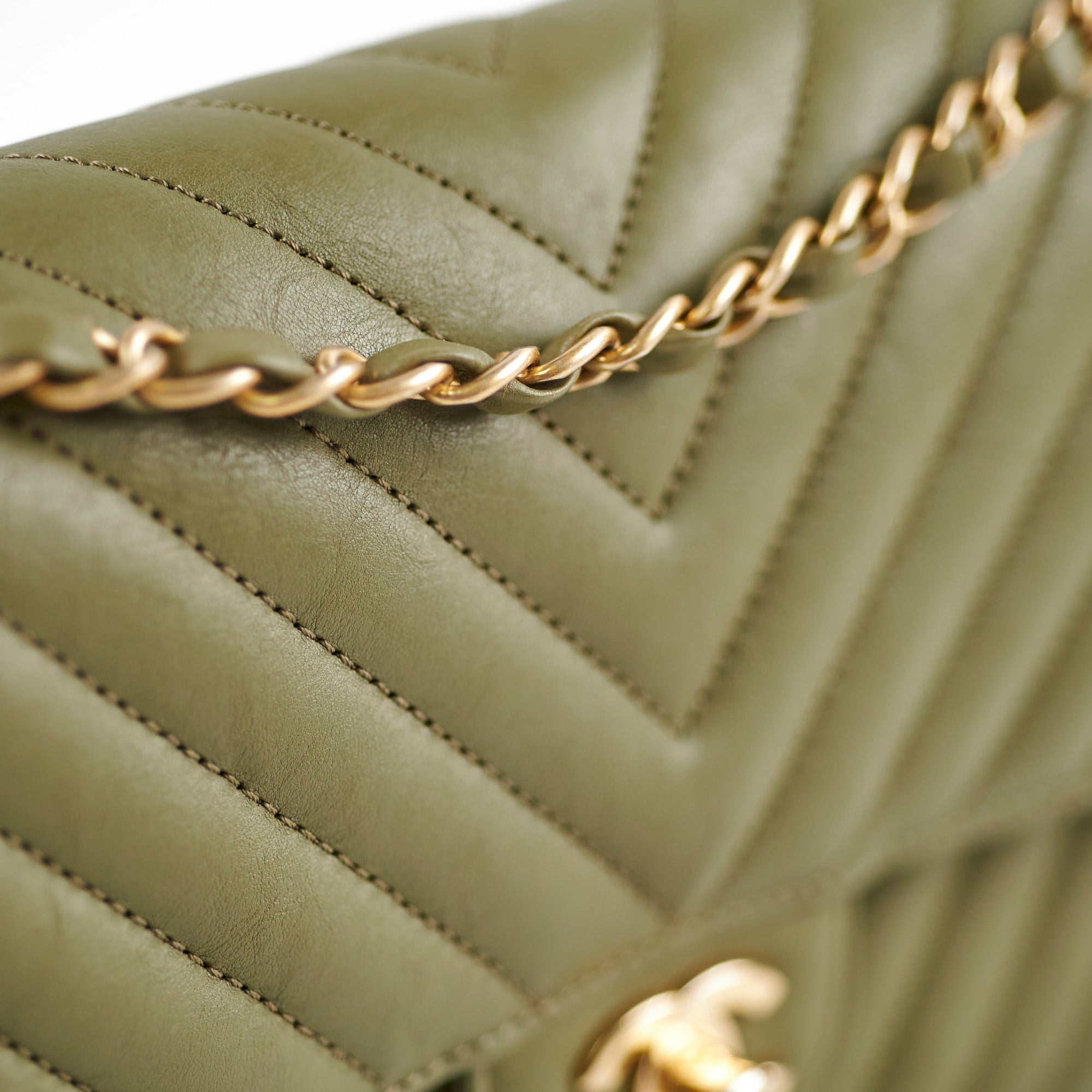 Chanel Cuba Chevron M/L Classic Flap Khaki