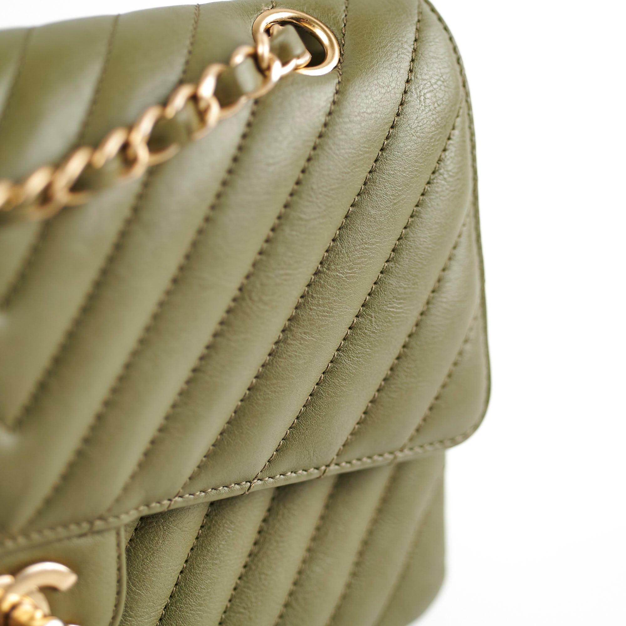 Chanel Cuba Chevron M/L Classic Flap Khaki