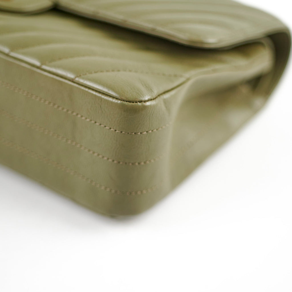 Chanel Cuba Chevron M/L Classic Flap Khaki