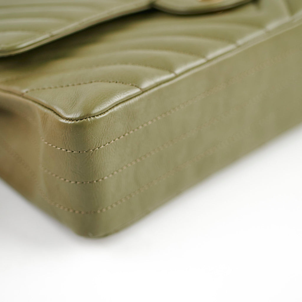 Chanel Cuba Chevron M/L Classic Flap Khaki