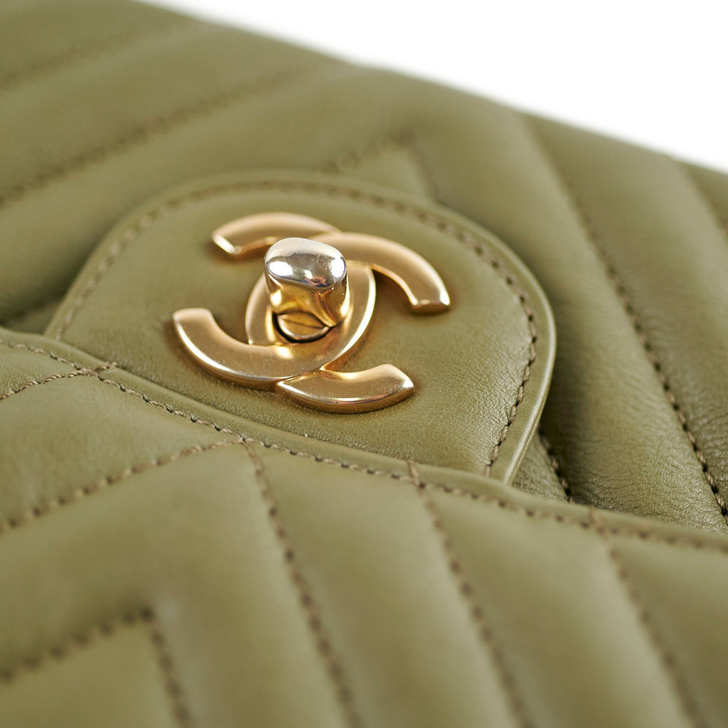 Chanel Cuba Chevron M/L Classic Flap Khaki