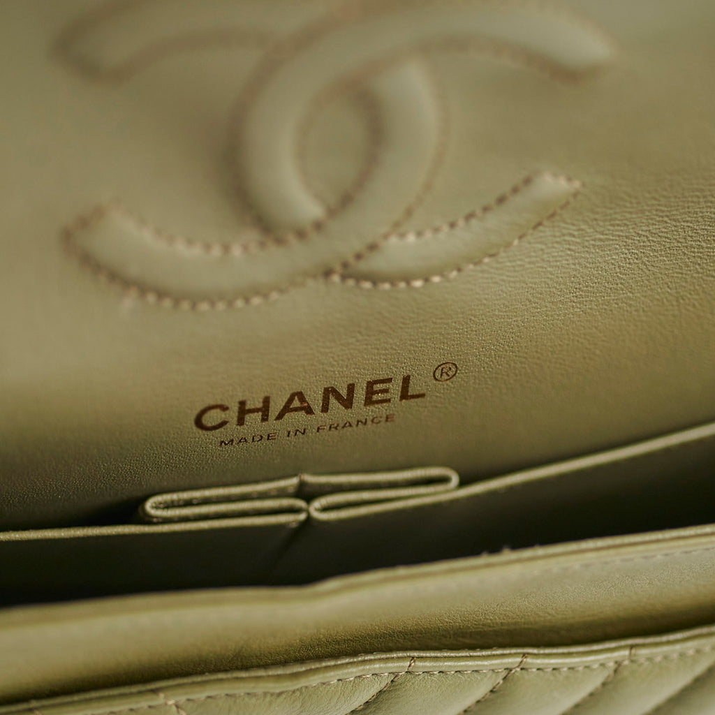 Chanel Cuba Chevron M/L Classic Flap Khaki
