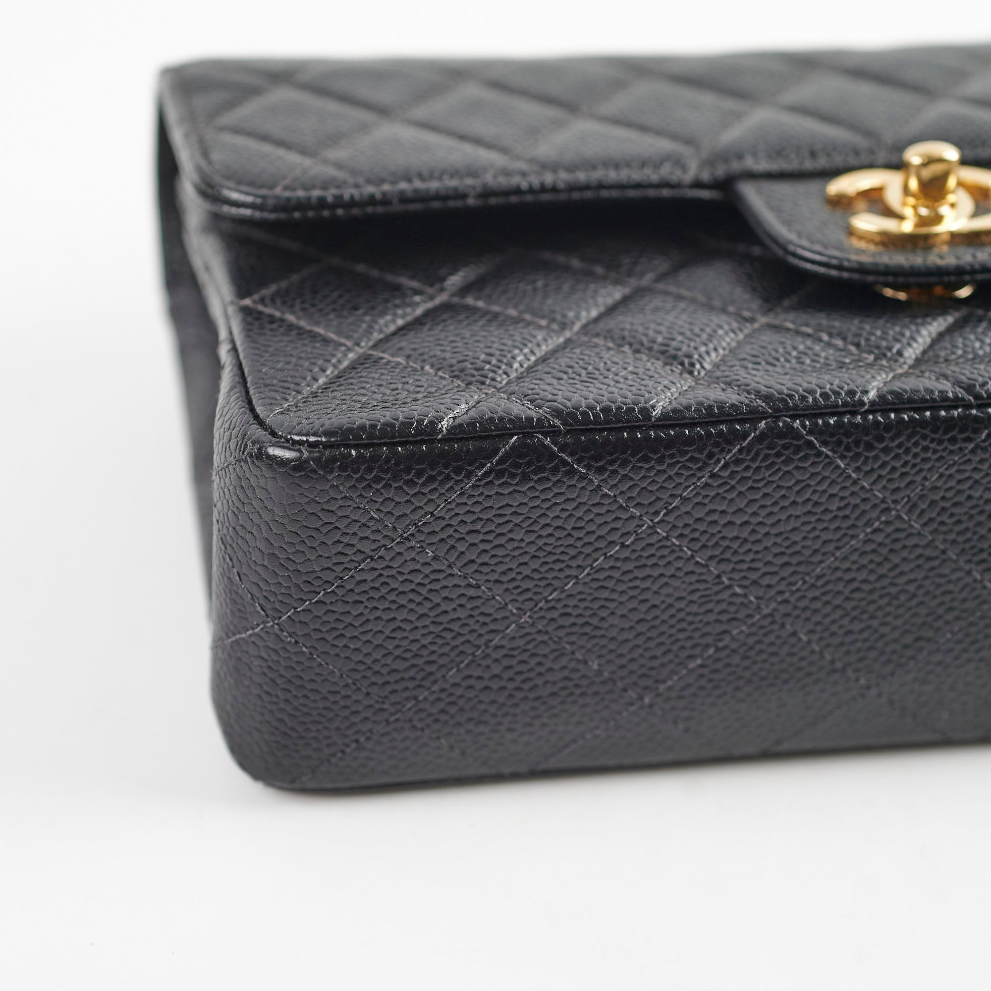 Chanel Vintage Small Caviar Classic Flap Black 24k Gold Plating 7 Series