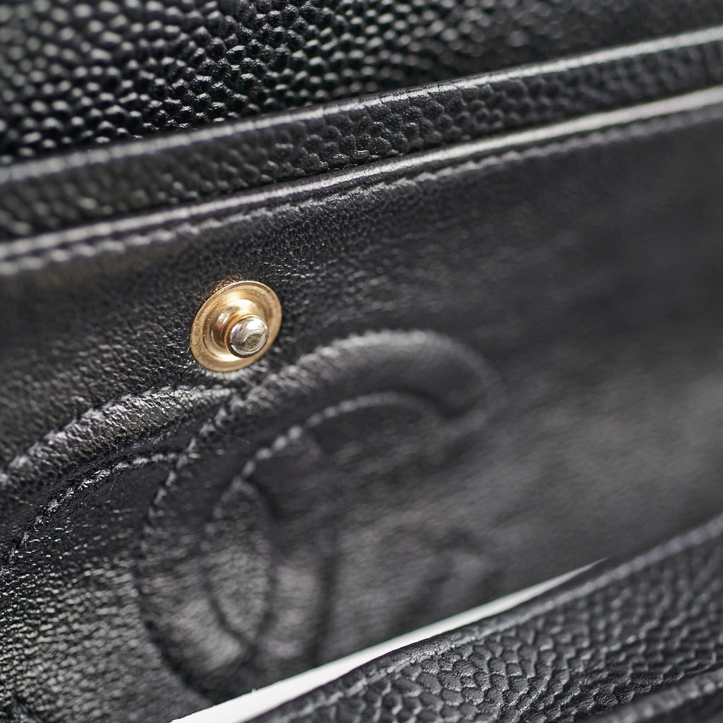 Chanel Vintage Small Caviar Classic Flap Black 24k Gold Plating 7 Series