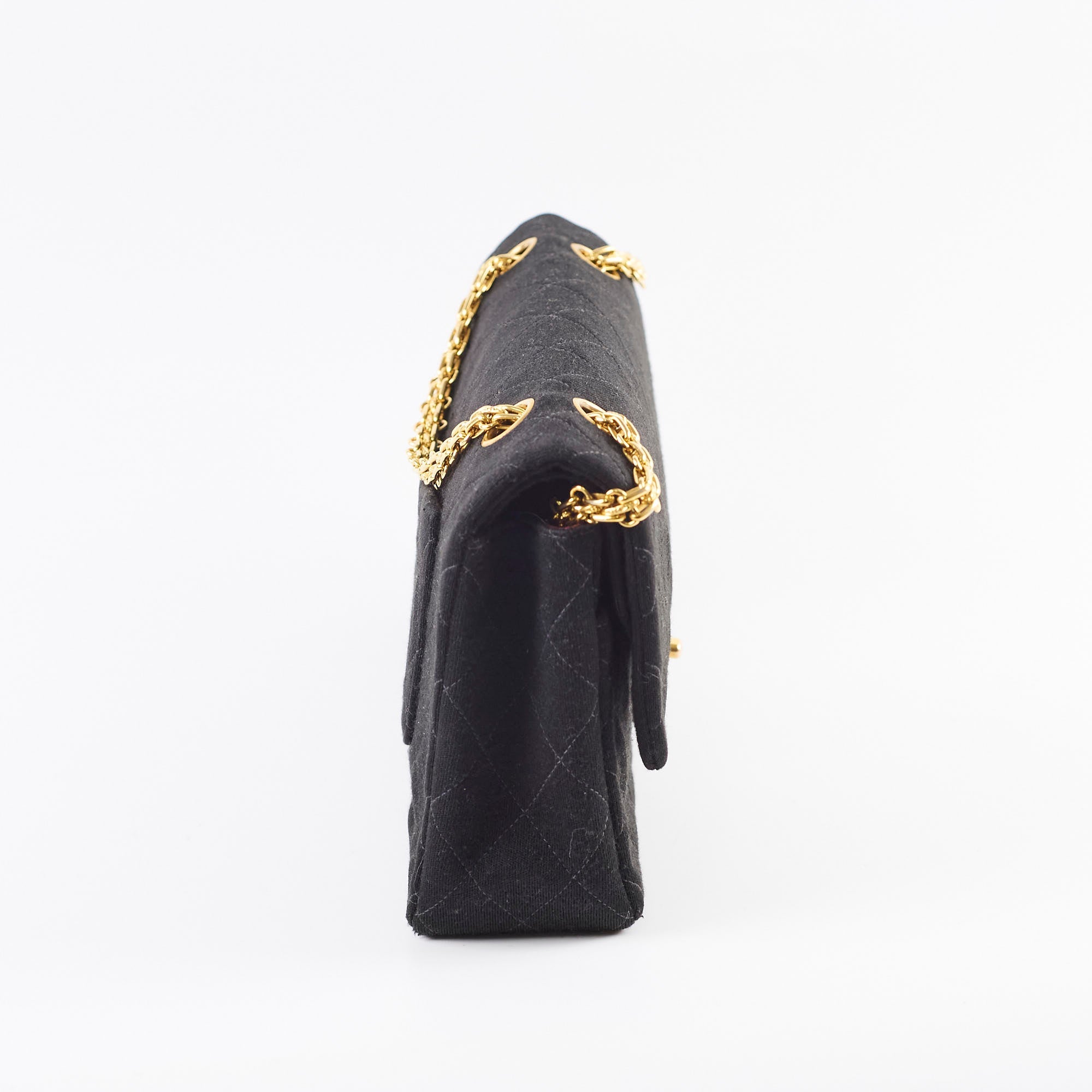 Chanel 24K M/L Classic Flap Vintage Jersey Black