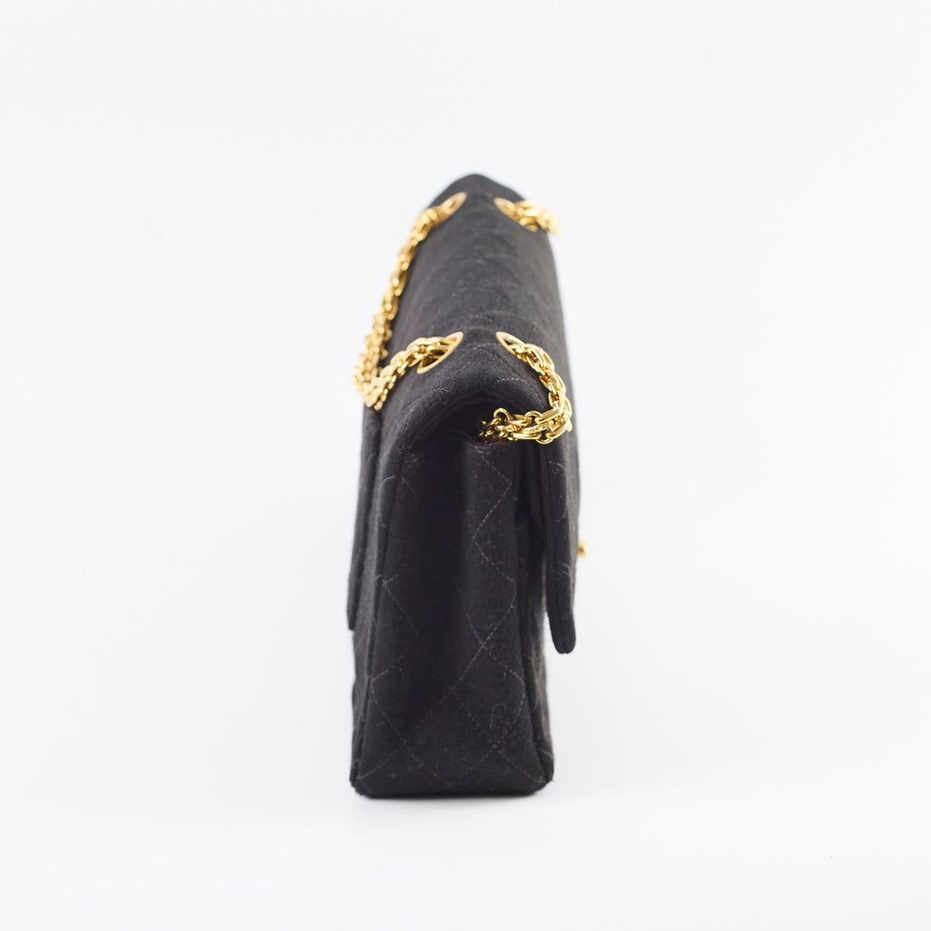 Chanel 24K M/L Classic Flap Vintage Jersey Black