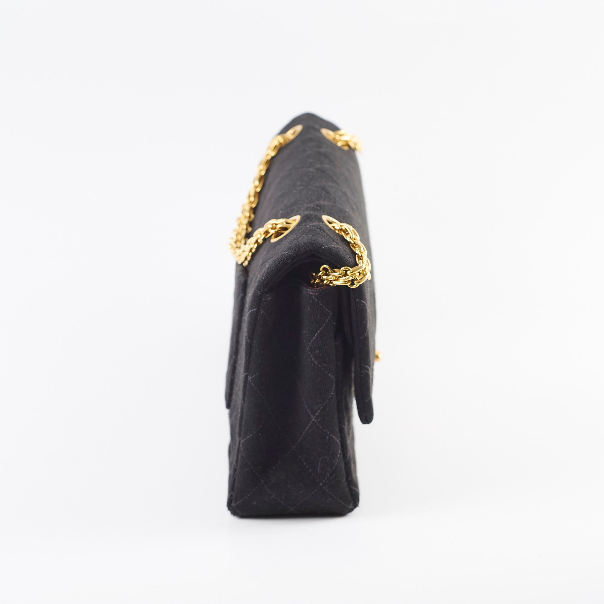 Chanel 24K M/L Classic Flap Vintage Jersey Black